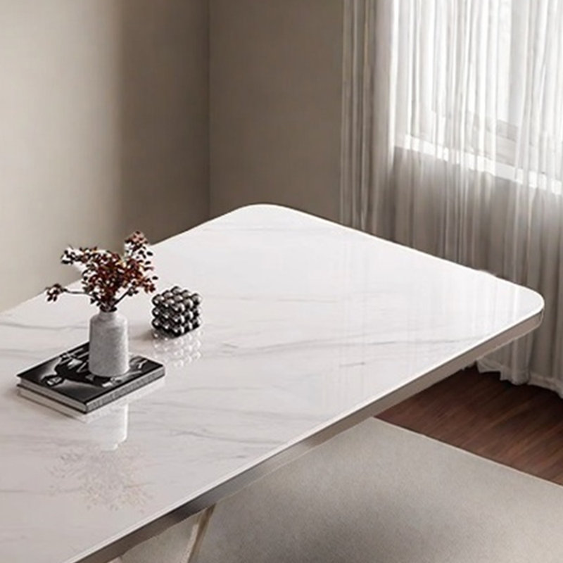 Table et chaise de designer minimaliste légère et luxueuse, H 29,5 po x L 70,8 po x l 35,4 po, Blanc