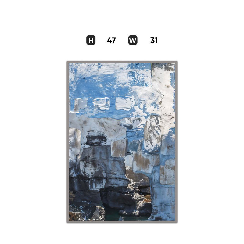 Large Abstract Blue and Gray Hand-Painted Canvas Wall Art