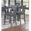 Table de salle à manger moderne 7 pièces gris avec 6 chaises en X-1280017349