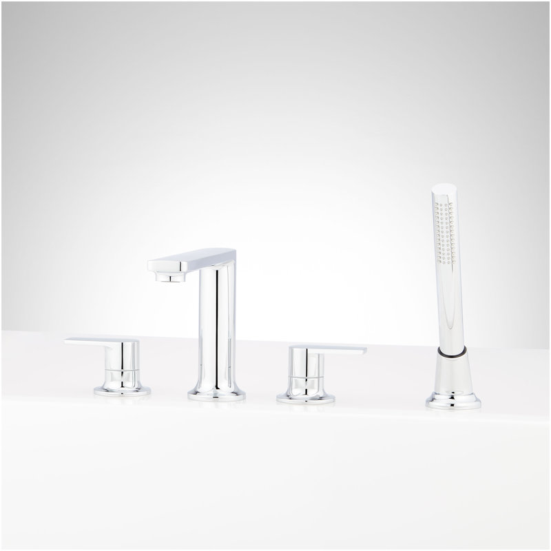 Berwyn 4-Hole Roman Tub Faucet and Hand Shower with Rough-In Valve - Chrome, Chrome