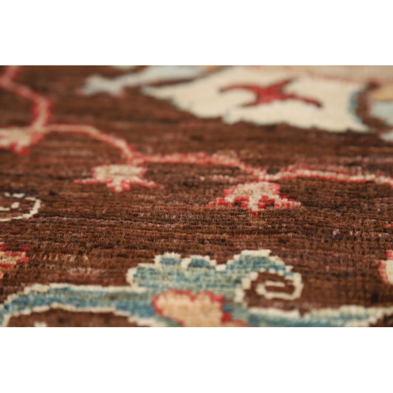Tapis brun brun à motif de teinture végétale Ziegler