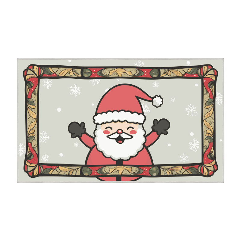 Tapis de vacances d'hiver de Noël lavable The Holiday Aisle®, Rectangulaire 2 pi x 3 pi