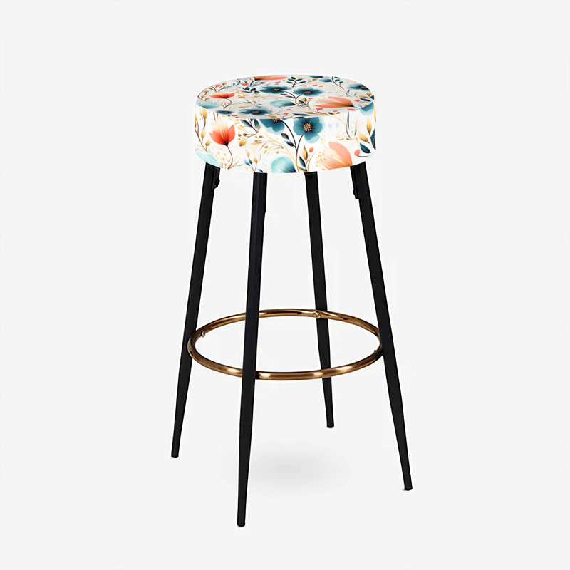 Multicolore motif floral serein côtier - ensemble de 2 tabourets floraux