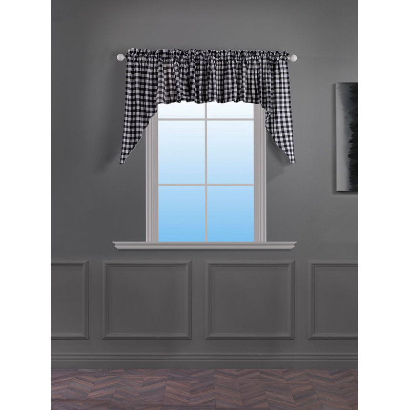 Rideau de café pointu Gingham, Noir / blanc