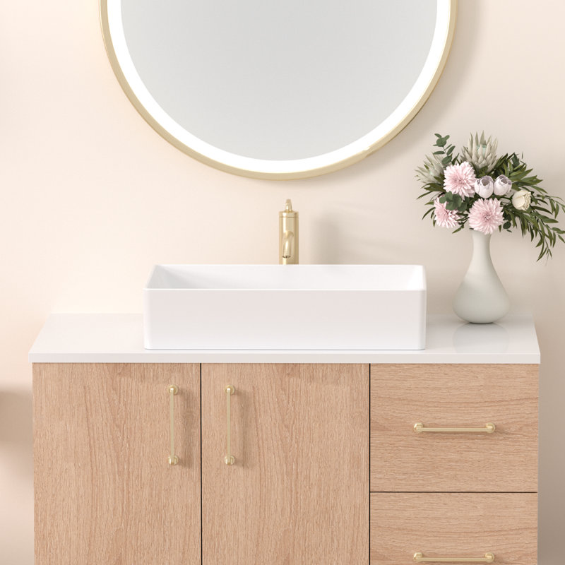 Modern Ceramic Rectangular Vessel Bathroom Sink