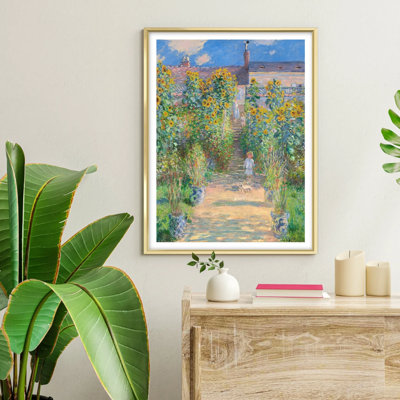 Monet's Garden Wall Art 16x24 Inch, Unframed Gallery Wrapped Canvas Print of Sunflower Path