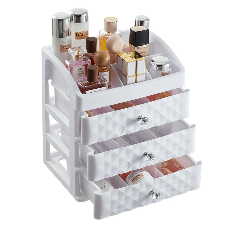 Plastic Makeup Organizer with 3 Drawers
