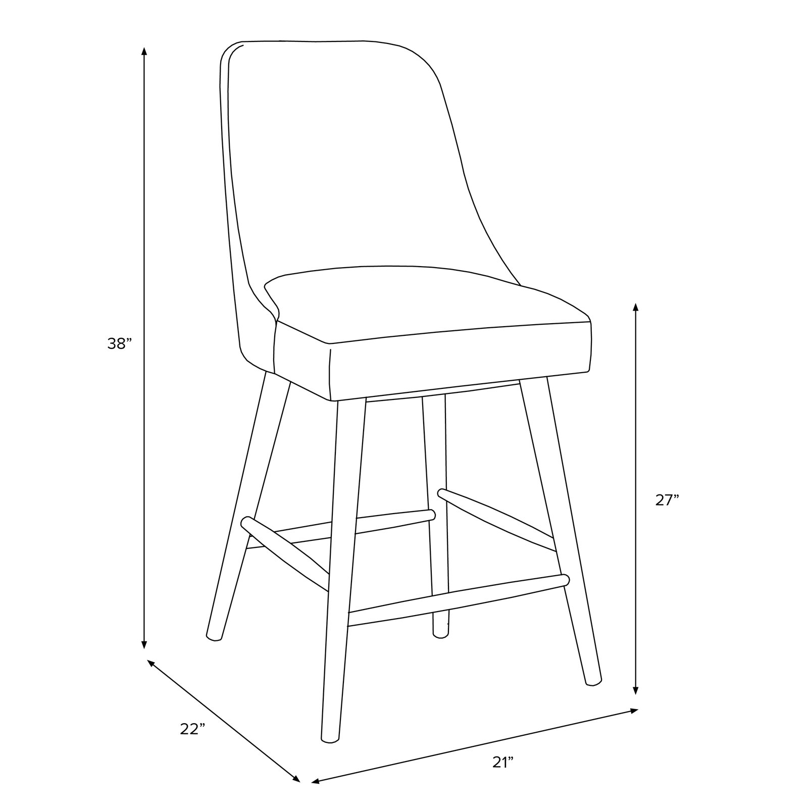 Gallie 31" Bar Stool, Counter Stool (27” Seat Height), Espresso, Solitude Pepper