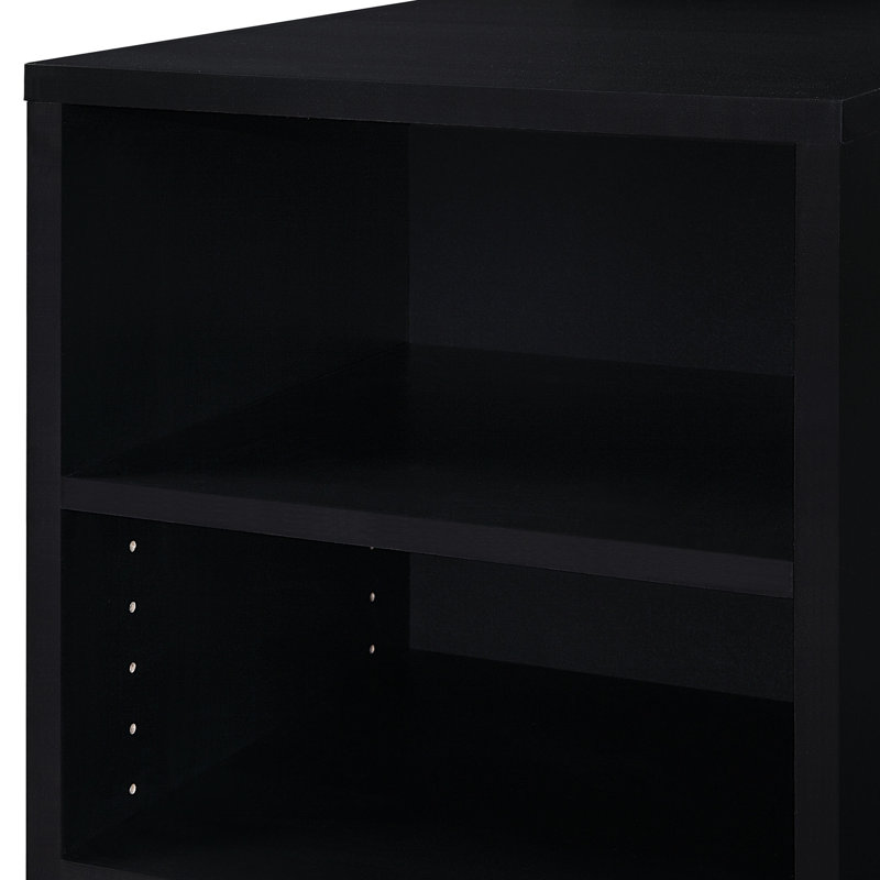 Bureau d'ordinateur en L pour bureau en coin, Noir, noir, noir, noir
