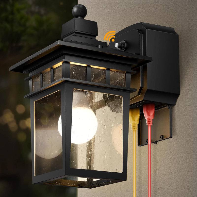 Outdoor Lights Outlet Sensor Outside Exterior Porch Wall Light, Black