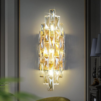 Modern Crystal Wall Sconces, Luxury K9 Crystal Wall Lights For Living Room, Bedroom, Bathroom