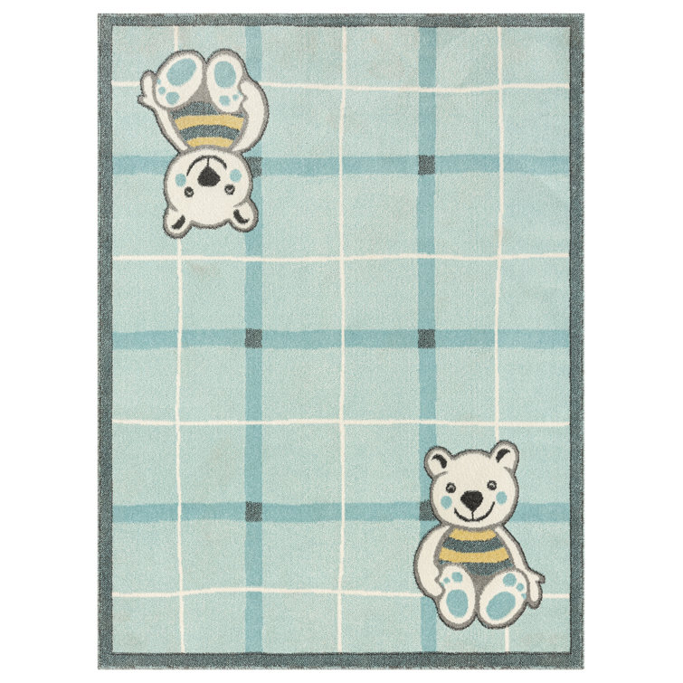 Blue Teddy Bear Kids Area Rug