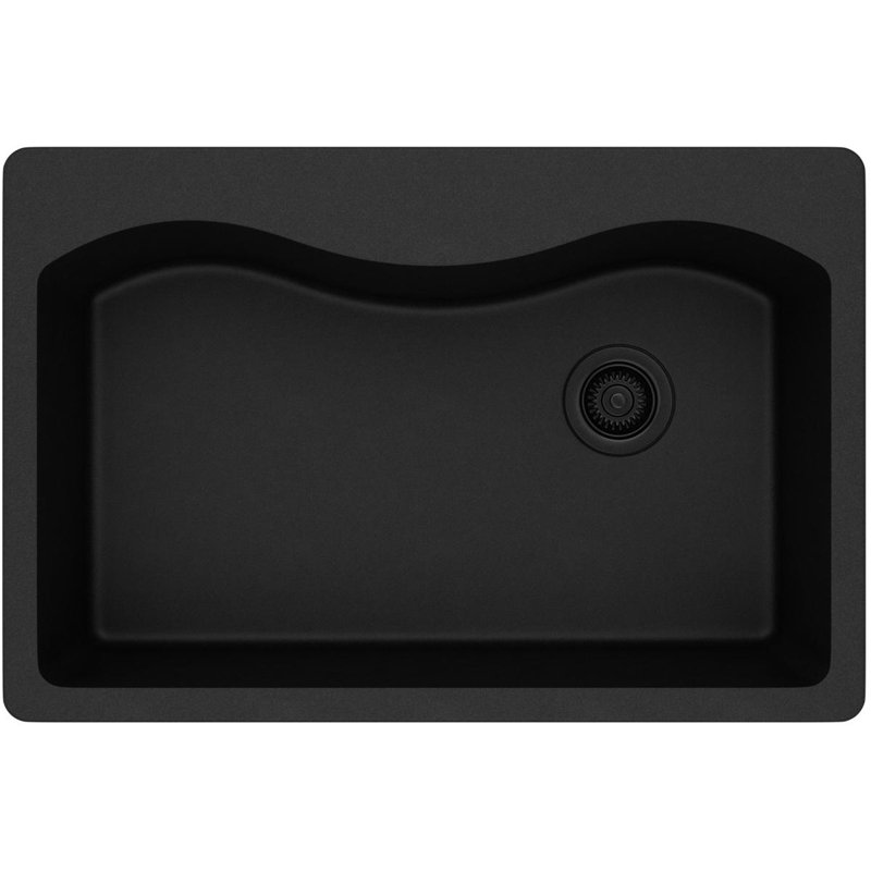 Quartz Classic 33" x 22" x 9-1/2" Drop-In Kitchen Sink, Black