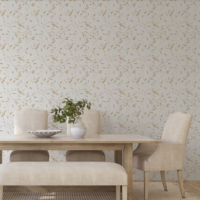 Papier peint adhésif libellule, Ocre doré