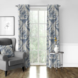 Provence 100% Cotton Toile Room Darkening Rod Pocket Single Curtain Panel