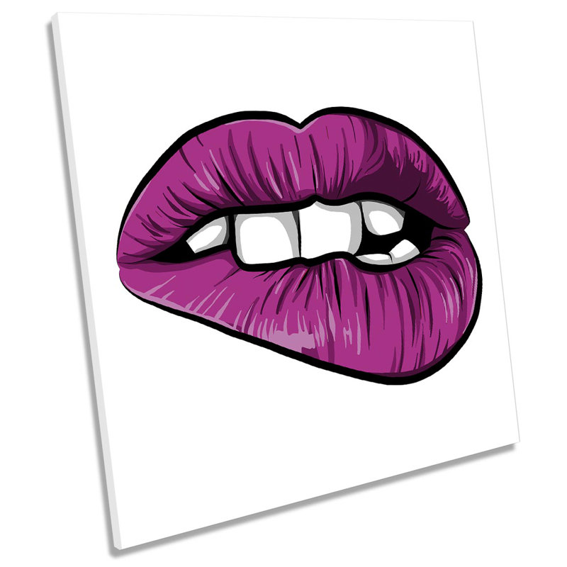 Sexy Lips Bite Fashion - Wrapped Canvas Print, 76.2cm H x 76.2cm W x 4cm D