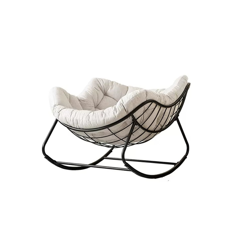 Chaise berçante Lazy Home, Noir, Blanc cassé
