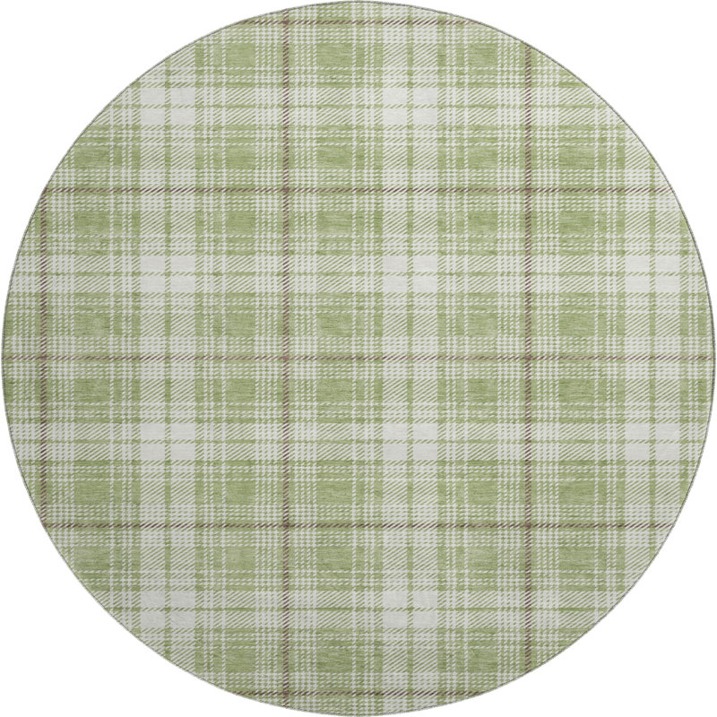 Premium Machine Washable Natoma AMF993 Plaid Rug, Round 8'
