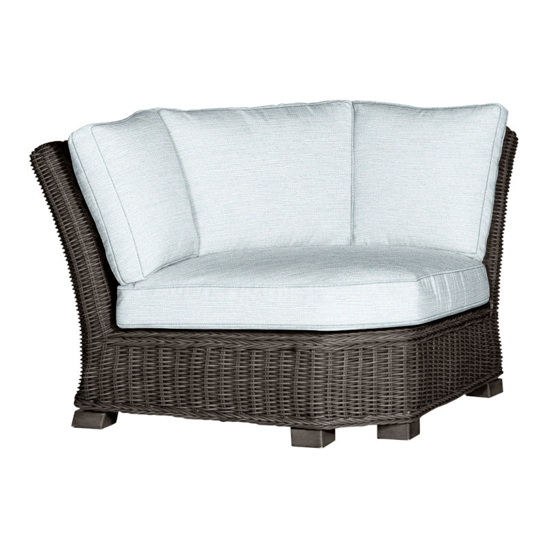 Rustic Woven Sectional Corner, Rollo Silver InsideOut® Linen, Welt, Black Walnut