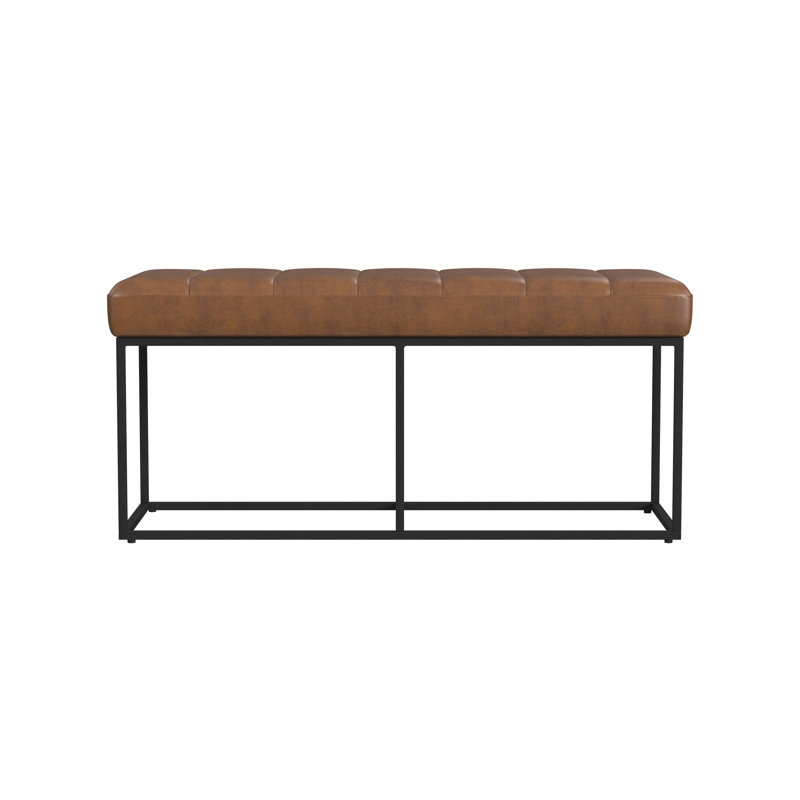 Xzavien Faux Leather Upholstered Bench, Brown