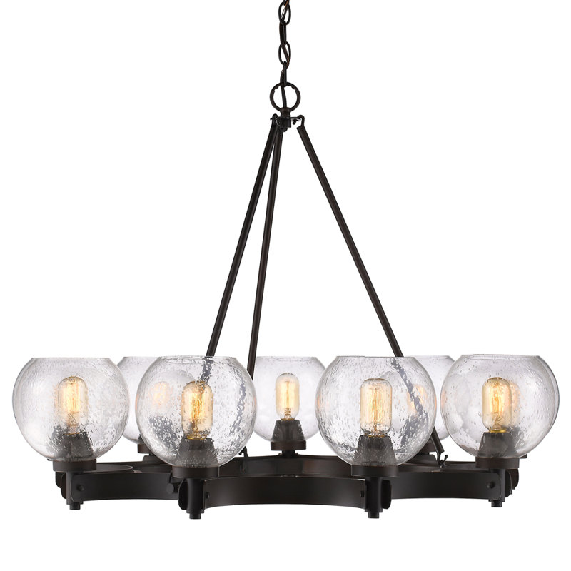 Saltash 9 - Light Steel Dimmable Round Chandelier