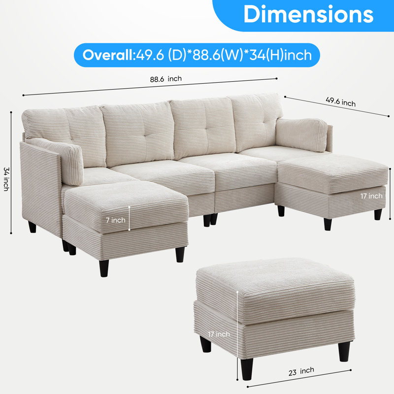 Canapé modulaire en velours côtelé Boneless, Beige