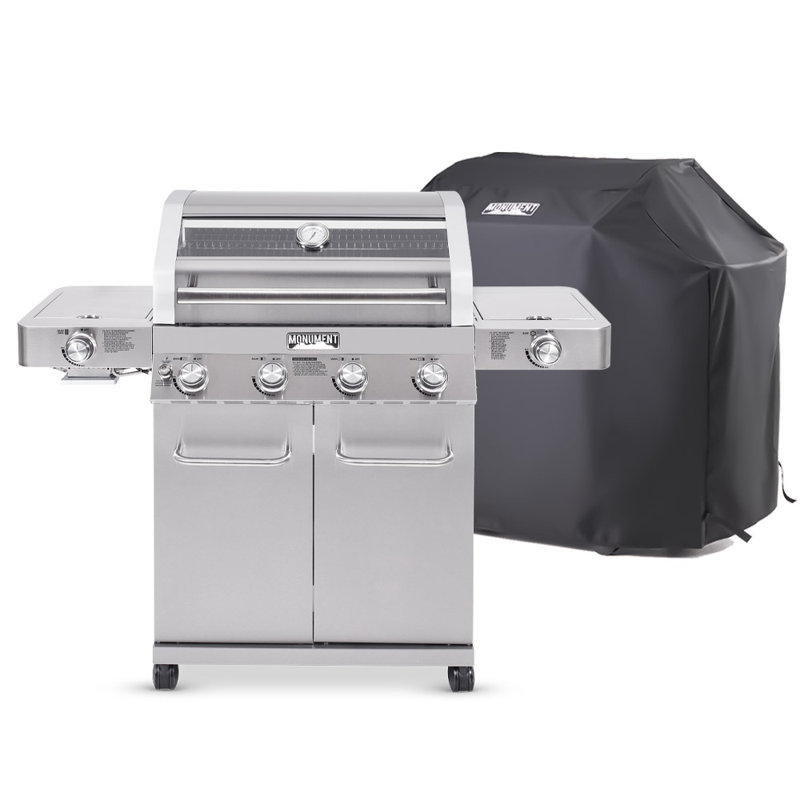Barbecue au propane liquide en acier inoxydable 4 + 2 avec grilles de cuisson Monument 35633 Clearview