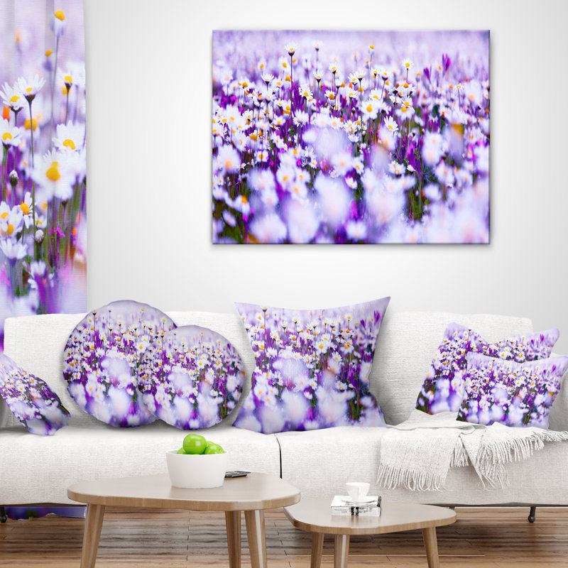 Coussin à imprimé floral Daisy Field, 18 po x 18 po, Coussin décoratif
