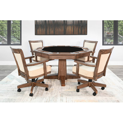 Eric 53'' 8 - Player Mahogany Reversible Poker Table with Chairs