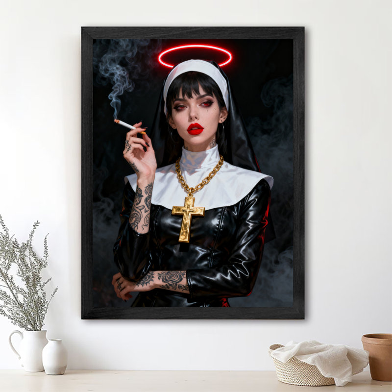 Reproduction d'art encadré noir rétro, H 17 po x l 13 po