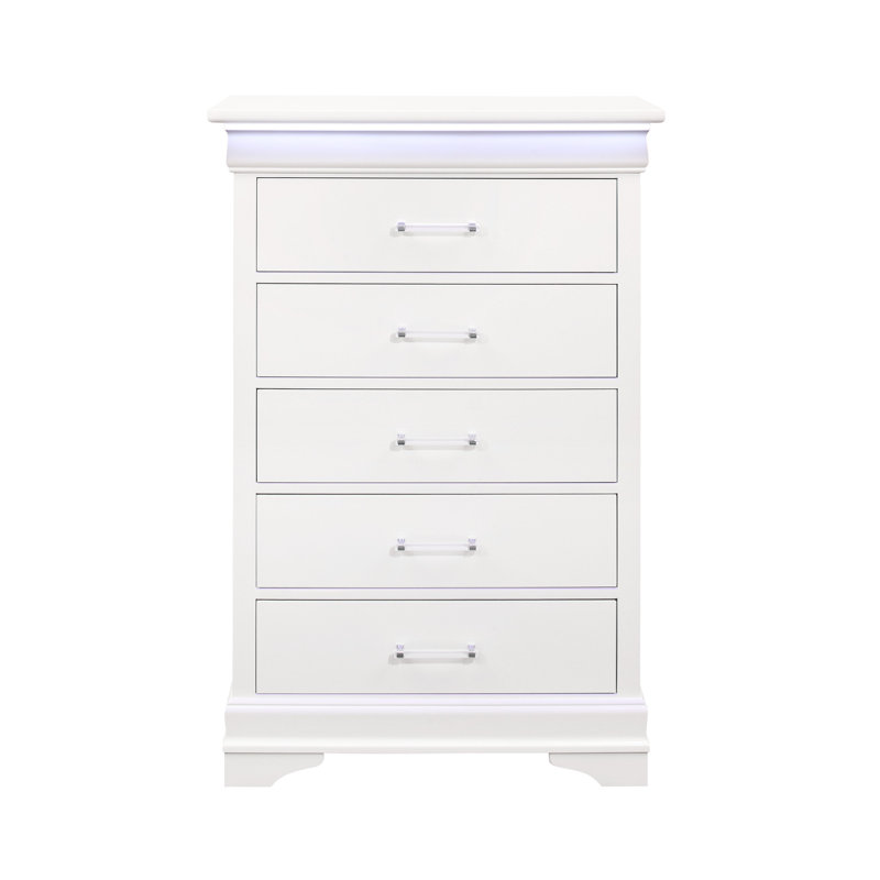 Commode 5 tiroirs Creshawn, Blanc