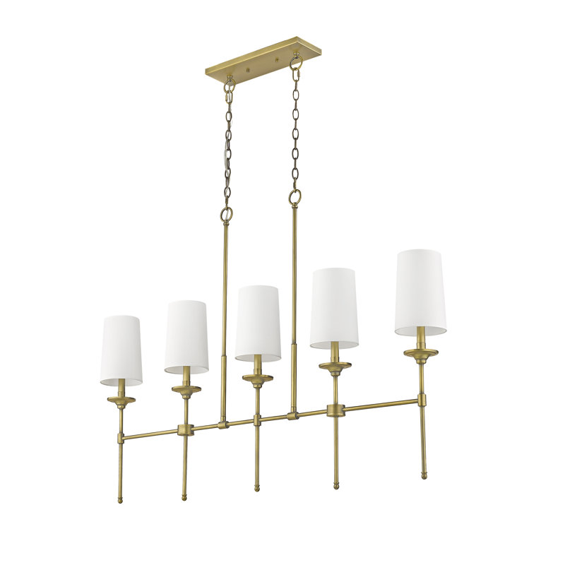 Kinley 5 - Light Dimmable Linear Chandelier, Rubbed Brass