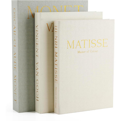 Set Of 3 Linen Decorative Books