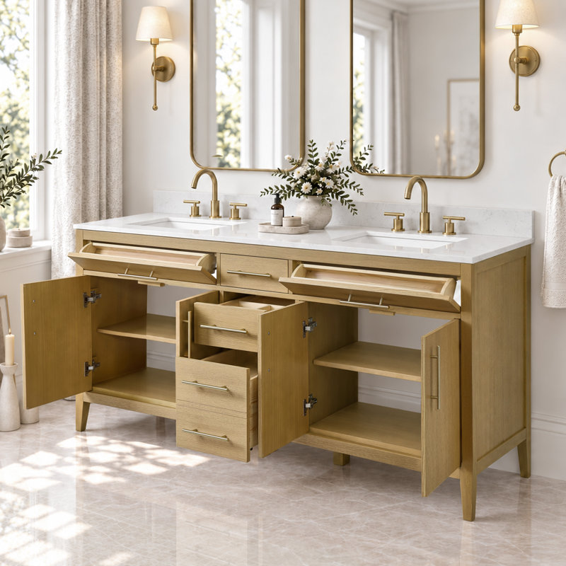 Freestanding Standard Free Standing Single Double Vanity Bathroom Vanity With Marble Top