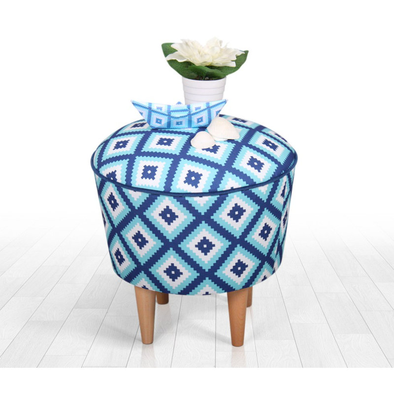 Parkstone 42cm Wide Round Geometric Footstool Ottoman