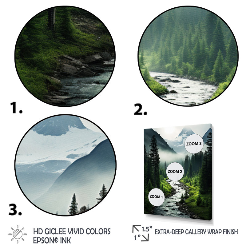 Beedie Canada Misty Morning sur toile, Encadrement doré, H 32 po x l 16 po x P 1 po