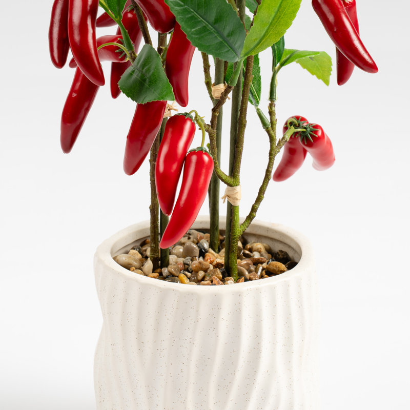49cm Faux Chilli Plant in Ceramic Pot