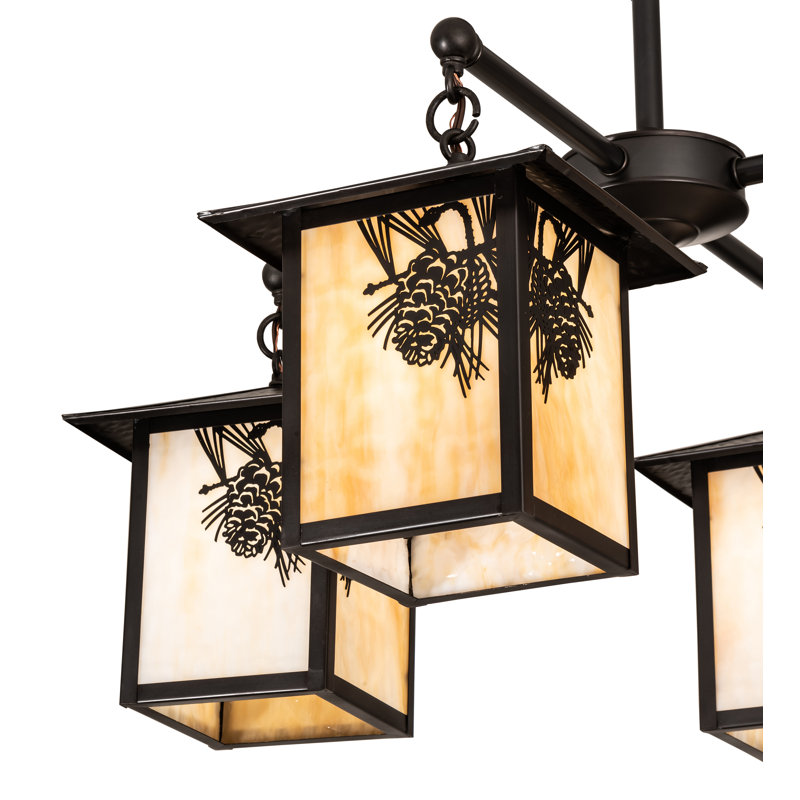 Seneca Winter Pine Craftsman Brown 4-Light Glass Chandelier