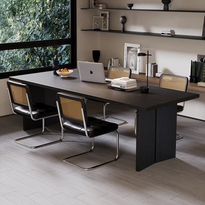 Black Rectangular Solid Wood desk