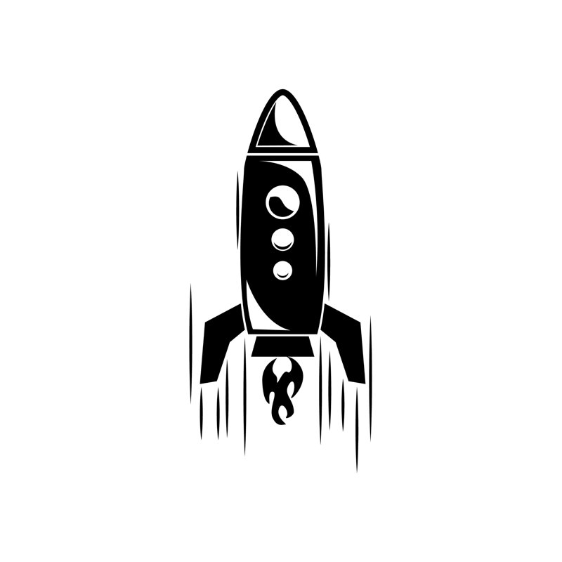 «Rocket Ship Space», impression sur toile tendue, H 18 po x l 12 po