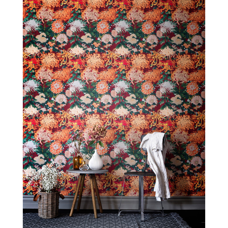 Florilegium Floral Wallpaper Roll, Green/Red/Yellow