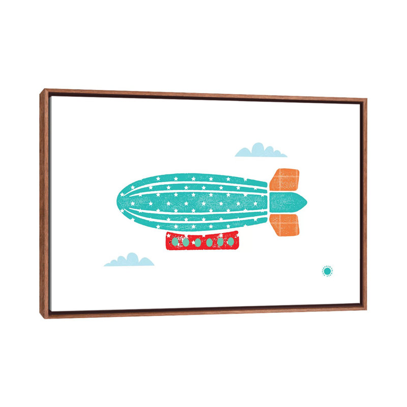 Zeppelin - imprimé, Pas de tapis, H 26 po x l 40 po x 1,5 po, Toile avec cadre brun