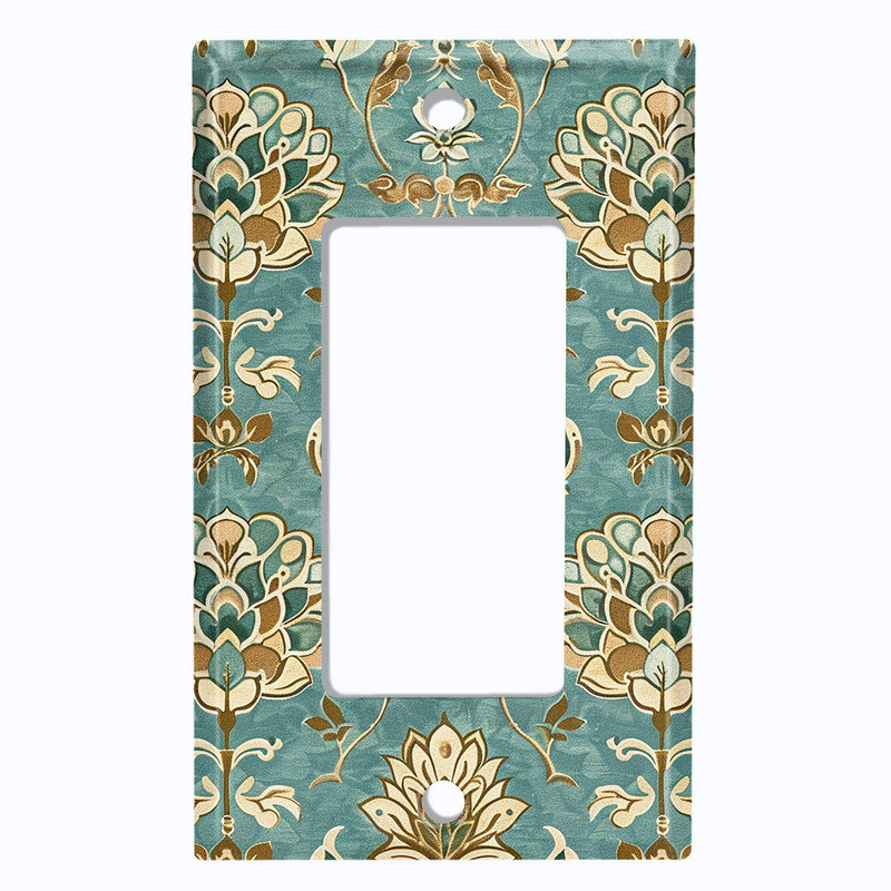 Couvercle de plaque d'interrupteur en métal; Fauteuil à bascule GFI taille 1 US - floral damassé
