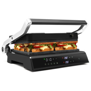 Electric 1500W Smokeless Grill with Tempered Glass Lid and Removable  Griddle Plates, LED Control Panel, ETL Listed 