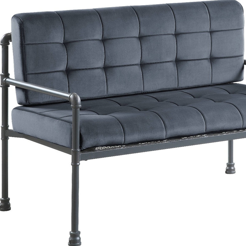  Causeuse en velours gris 51 po