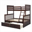 Lit double superposé au-dessus d'un lit double en bois massif avec rangement pour enfant brun chaud et échelle intégrée