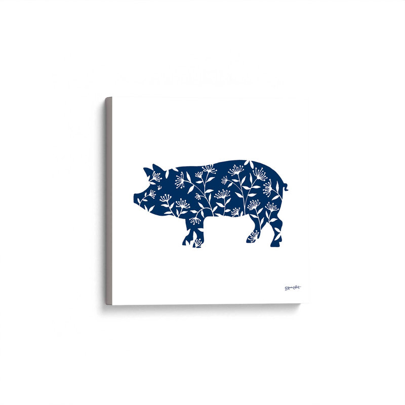 Art floral cochon par Annie Lapoint, Toile non encadrée, 36 W x 36 H, Ne s’applique pas