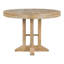 Ensemble de table de salle à manger extensible ronde avec quatre chaises rembourrées, conception de style campagne moderne, structure en bois massif, taille réglable et sièges confortables.
