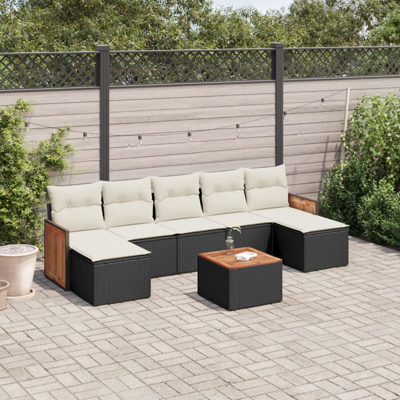 Vidaxl Garden Sofa Set Black, Cream White