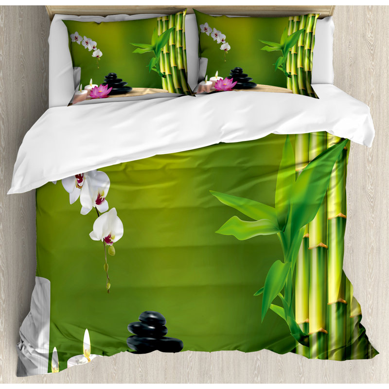 Eclectic Polyester Floral Duvet Cover, queen Duvet Cover + 2 Standard Shams